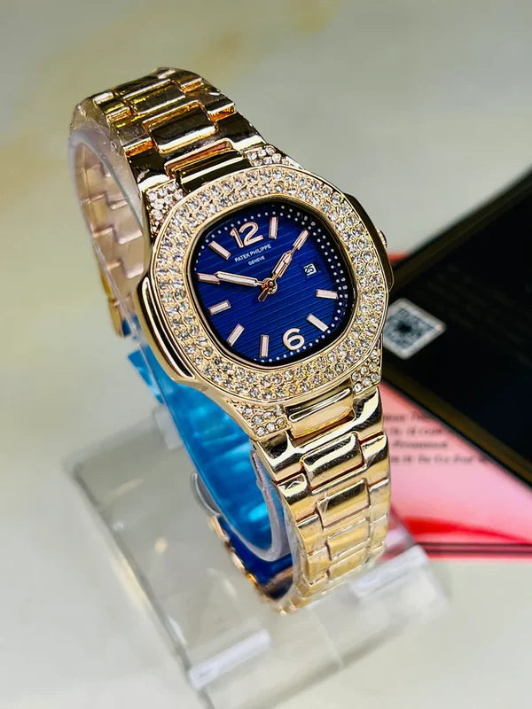 Rose Gold Sapphire Nautilus Iced Out Watch