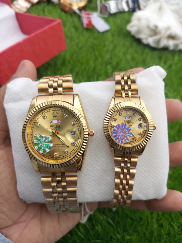 R Couple ( Golden Chain With Golden Dial)