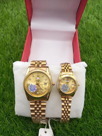 R Couple ( Golden Chain With Golden Dial)