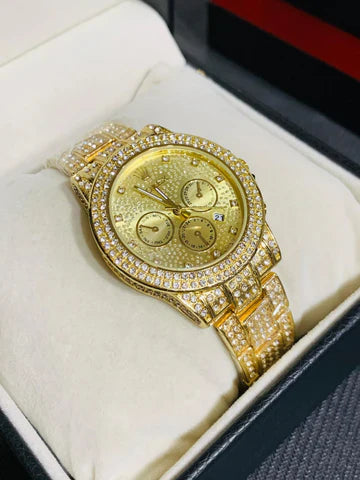 R Stone Date Working ( GoldenChain With Golden Dial)