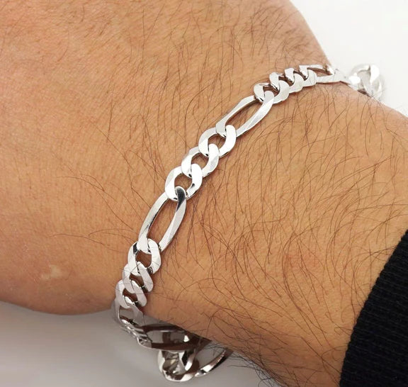 The Silver Stainless Steel Figaro Bracelet