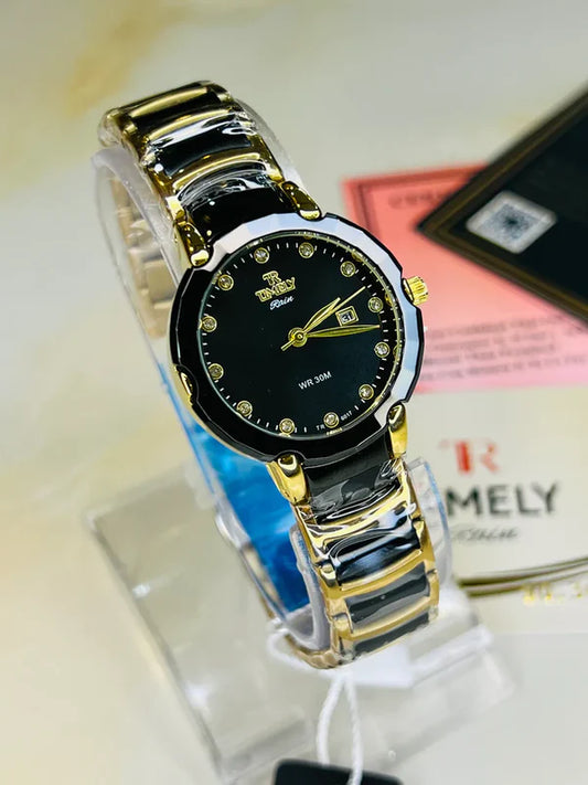 Timely Black Gold Watch