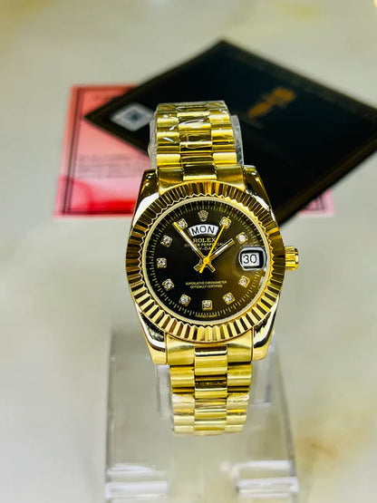 Gold Black Rolex  Day Date Watch