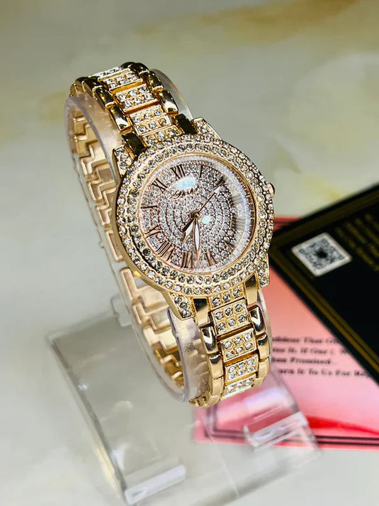 Rose Gold Iced Out Watch