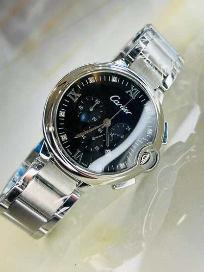 The Stainless Black Crystal Dial Watch