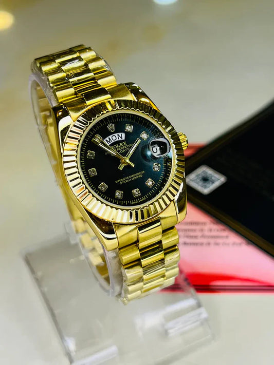 Gold Black Rolex  Day Date Watch