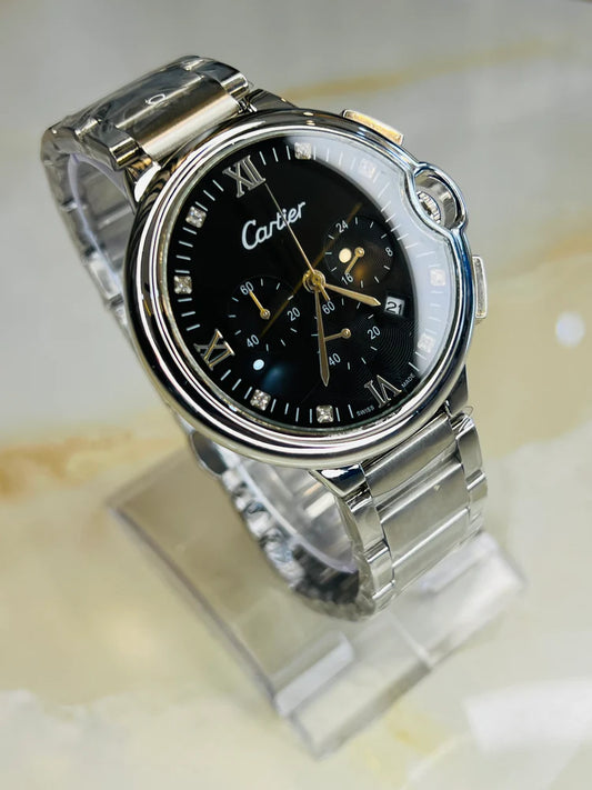 The Stainless Black Crystal Dial Watch