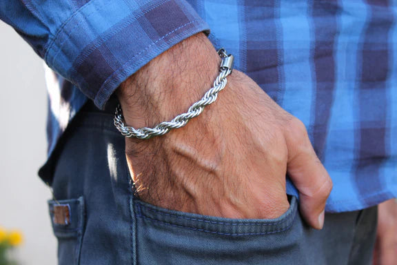 The Silver Stainless Steel Rope Bracelet